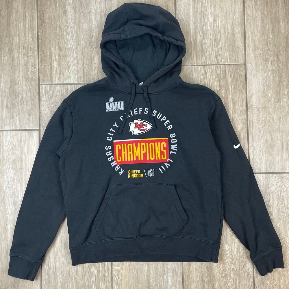 Nike Kansas City Chiefs Hoodie Mens M Super Bowl LVII Champions Black NFL